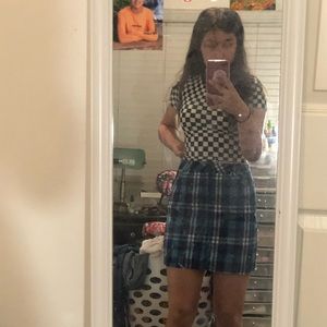 blue plaid skirt